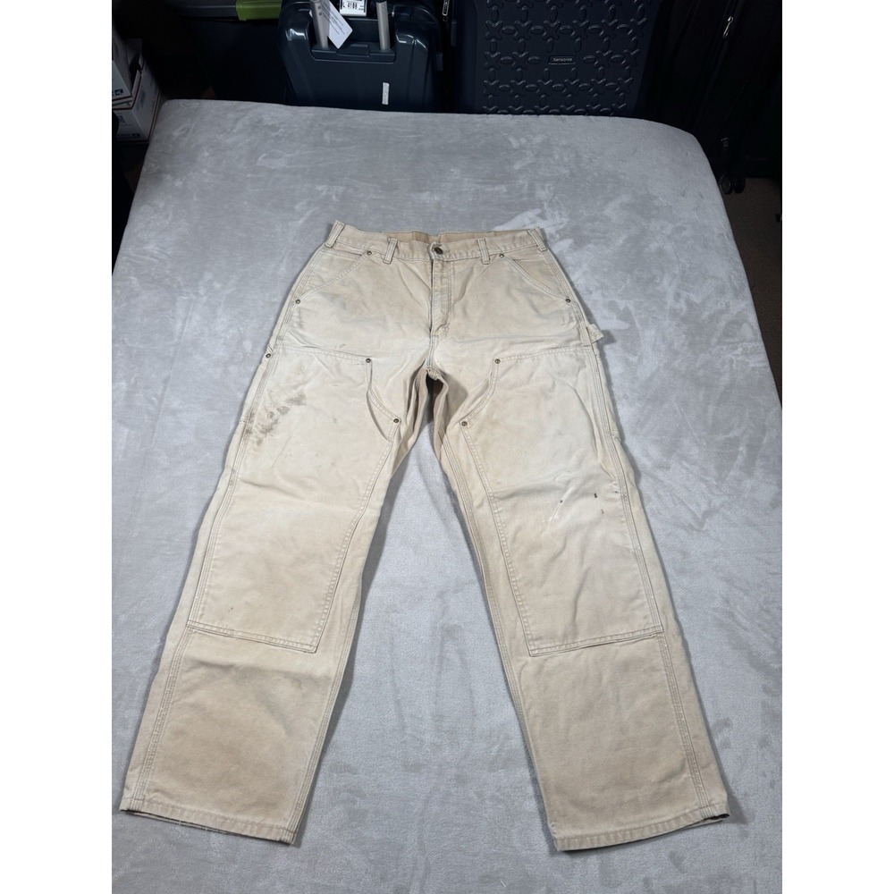 Vintage Carhartt B01 BRN Double Knee Pants Size 32x29 Fade Distress MADE IN USA